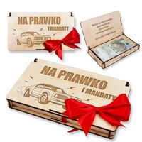 Drewniane Pudełko na pieniądze prezent z okazji zdania Prawo jazdy