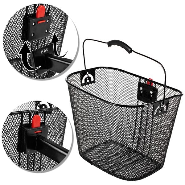 Metalowy Koszyk na Rower, Kierownicę + Wkład zdjęcie 10