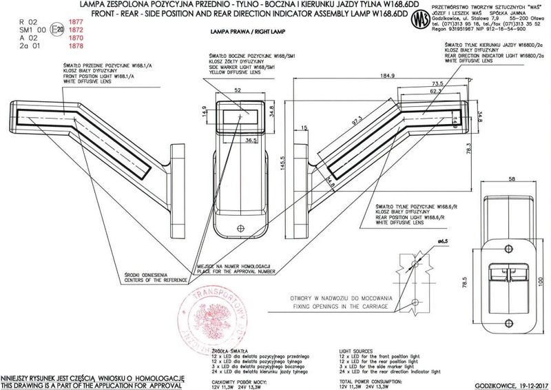 Lampa LED przednio-tylno-boczna kierunek PRAWA 1259P zdjęcie 8