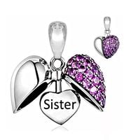 MD charms zawieszka dla SIOSTRY otwierane fioletowe serce SISTER siostra