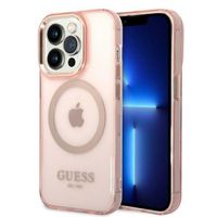 Guess GUHMP14LHTCMP iPhone 14 Pro 6,1" różowy/pink hard case Gold Outline