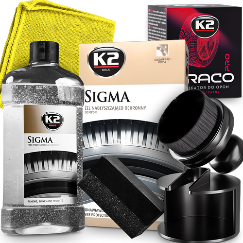 K2 SIGMA 0,5L DRESSING DO NABŁYSZCZANIA OPON APLIKATOR PĘDZELEK MIKROFIBRA na Arena.pl