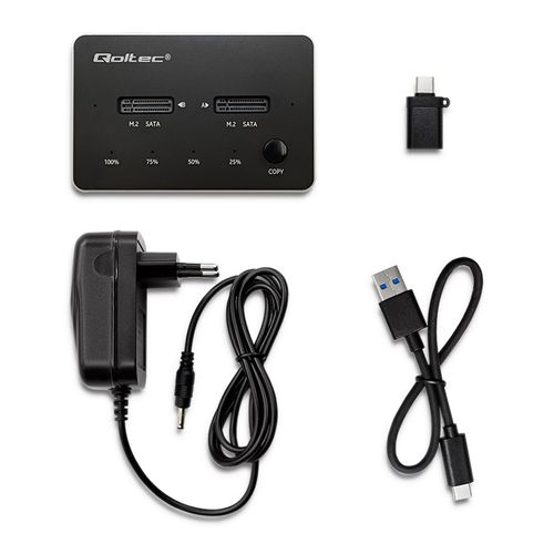 Qoltec Stacja dokująca dysków 2x SSD M.2 SATA NGFF USB typ C na Arena.pl