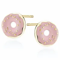 DELIKATNE POZŁACANE SREBRNE KOLCZYKI EMALIOWANE DONUTY PĄCZKI Z DZIURKĄ