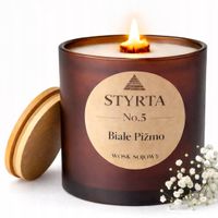 Świeca sojowa zapachowa Białe Pizmo 300ml szkło drewniany knot bambus No.5