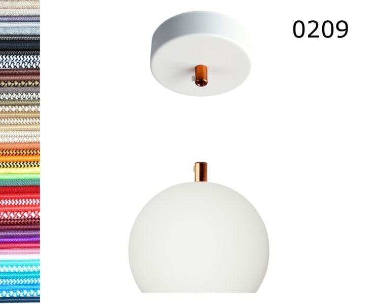 LAMPA wisząca KULA BIAŁA z miedzią pojedyncza 2m zdjęcie 3