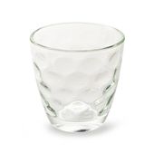 Romantyczny świecznik szklany OPTIK na podgrzewacze tea light wzorek kuleczki 7,5 x 7,5 cm