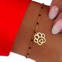 Bransoletka pies stal chirurgiczna łapka pozłacana serduszko prezent piesek