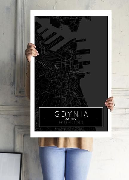 Gdynia mapa dark - plakat 70x100 cm zdjęcie 2