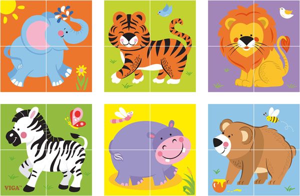 VIGA Kostki Logiczne Puzzle - Zoo zdjęcie 3