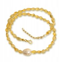 Naszyjnik Cytryn Choker Perła kamienie naturalne talizman odwaga obfitość