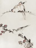 Plakat 15x20cm Three Birds Perched on Branches, Hokusai Vintage do Salonu