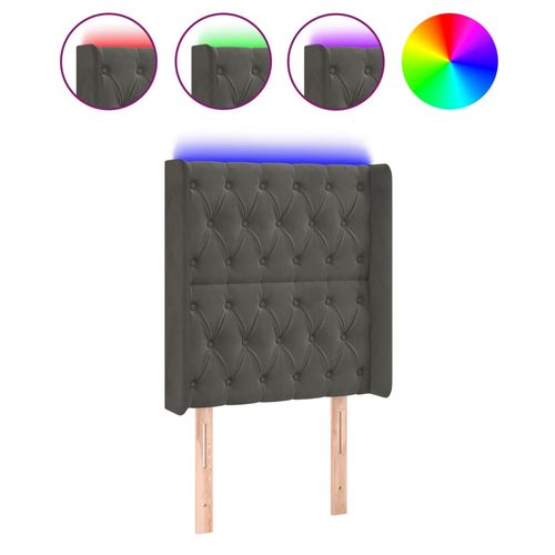 Zagłówek do łóżka z LED, ciemnoszary, 83x16x118/128 cm, aksamit na Arena.pl