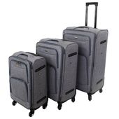 Walizki podróżne na kółkach z kieszeniami i rączką, szare, komplet 3 szt H23080G