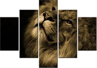 70 100CM OBRAZ 5 ELEM ZŁOTY LEW DRUK PŁÓTNO