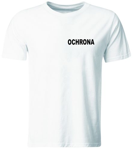 KOSZULKA Z NADRUKIEM OCHRONA, MĘSKA, BIAŁA, ROZ. 2XL na Arena.pl