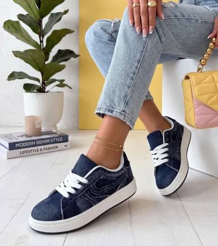 Granatowe Sneakersy Na Platformie Wilhelmina 40 na Arena.pl