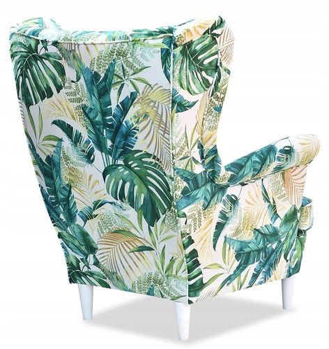 Fotel uszak ARI PRINT z podnóżkiem skandynawski Family Meble wzorzysty na Arena.pl