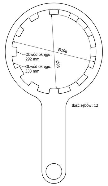 Metalowy klucz do odkręcania korpusu obudowy głowicy filtra wody 10" WRT WF zdjęcie 2