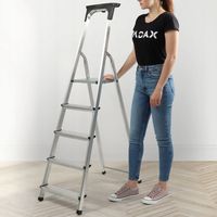 DRABINA ALUMINIOWA DOMOWA 5 STOPNIOWA SKŁADANA PÓŁKA 125kg PRODUKT POLSKI