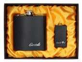 Piersiówka w Zestawie z Zapalniczką Żarową Czarna