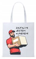 Dla Kuriera Dostawcy Torba Eco Biała Shopper Z Nadrukiem Ze Zdjęciem
