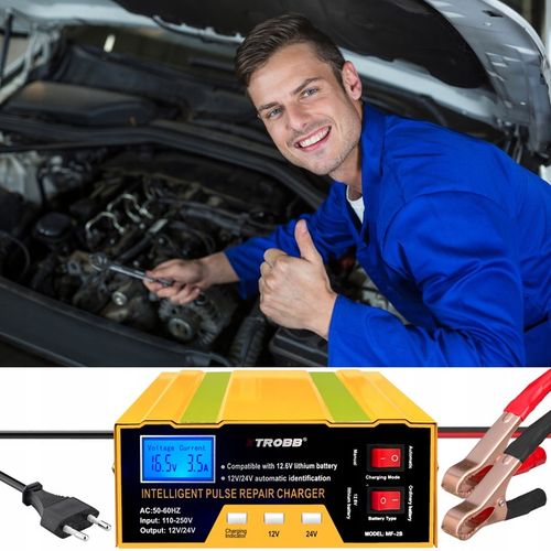 Prostownik SAMOCHODOWY AUTOMATYCZNY Z FUNKCJĄ NAPRAWY AKUMULATORÓW 12V 24V na Arena.pl