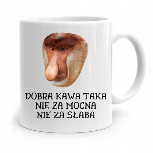 Kubek Śmieszny Nosacz Janusz Polak Dobra Kawa Z Nadrukiem Ze Zdjęciem na Arena.pl