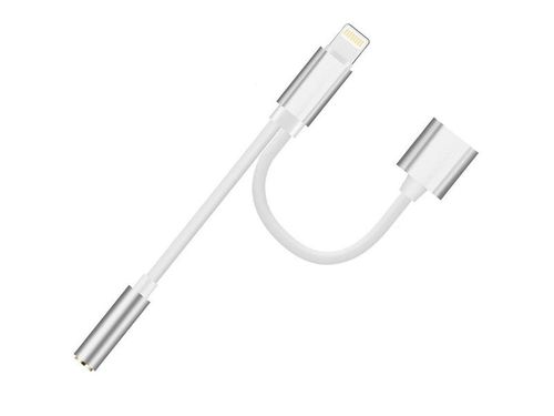 Kabel przejściówka lightning do iPhone audio mini jack srebrny na Arena.pl