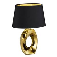 Stojąca LAMPA stołowa TABA R50511079 RL Light nocna LAMPKA abażurowa okrągła na biurko czarna złota