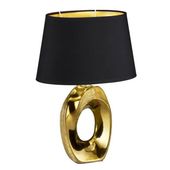Stojąca LAMPA stołowa TABA R50511079 RL Light nocna LAMPKA abażurowa okrągła na biurko czarna złota