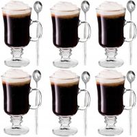 2 x SZKLANKI DO KAWY LATTE MACCHIATO ZESTAW Z DŁUGIMI ŁYŻECZKAMI 6 SZTUK