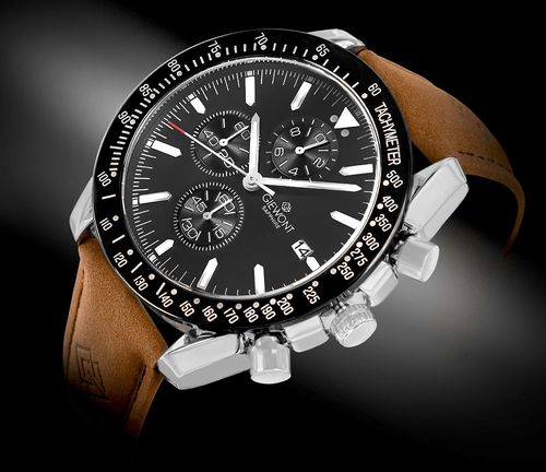 zegarek męski giewont chronograph sapphire brązowo czarny gw8720-a1 na Arena.pl