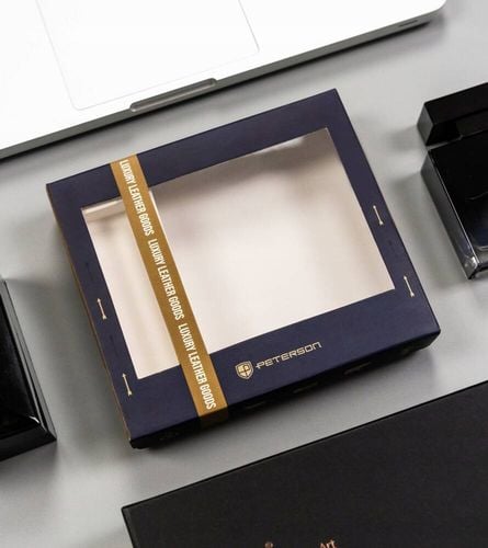 PETERSON portfel męski skórzany elegancki pionowy z brelokiem M097 brązowy na Arena.pl