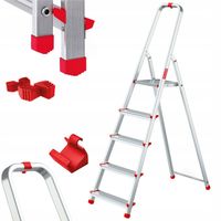 Drabina aluminiowa domowa 5 stopniowa składana BAULICH hak i stopki
