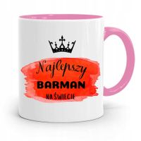 Kubek Różowy Dla Barmana Najlepszy Na Świecie Z Nadrukiem Ze Zdjęciem