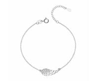 Rodowana srebrna bransoletka szczęścia gwiazd celebrytka skrzydło anioła cyrkonie srebro 925 Z1450B