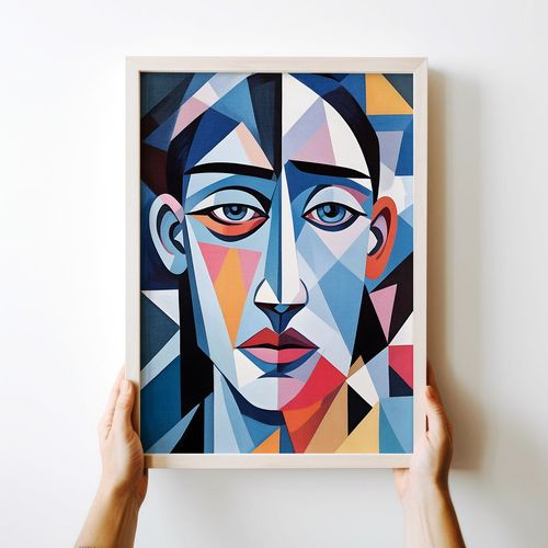Plakat twarz kubizm portret geometryczny 21x29,7 cm A4 na Arena.pl