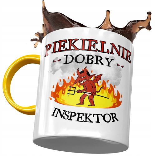 Kubek Żółty Dla Inspektora Piekielnie Dobry Z Nadrukiem Ze Zdjęciem na Arena.pl