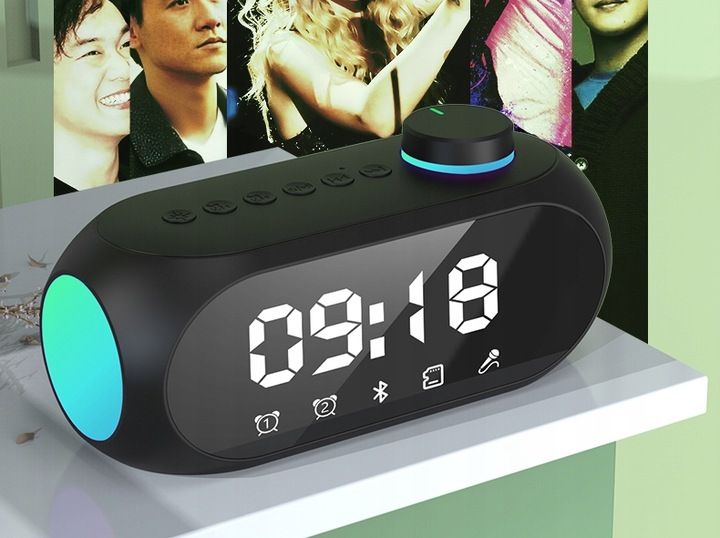GŁOŚNIK BEZPRZEWODOWY BLUETOOTH BUDZIK ZEGAR LED RADIO FM MP3 OŚWIETLENIE zdjęcie 5