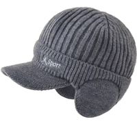 CIEPŁA CZAPKA ZIMOWA Z DASZKIEM I NAUSZNIKAMI USZATKA OCIEPLANA NA ZIMĘ