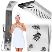 PANEL PRYSZNICOWY BATERIA Z HYDROMASAŻEM DESZCZOWNICĄ WYLEWKĄ PRYSZNIC