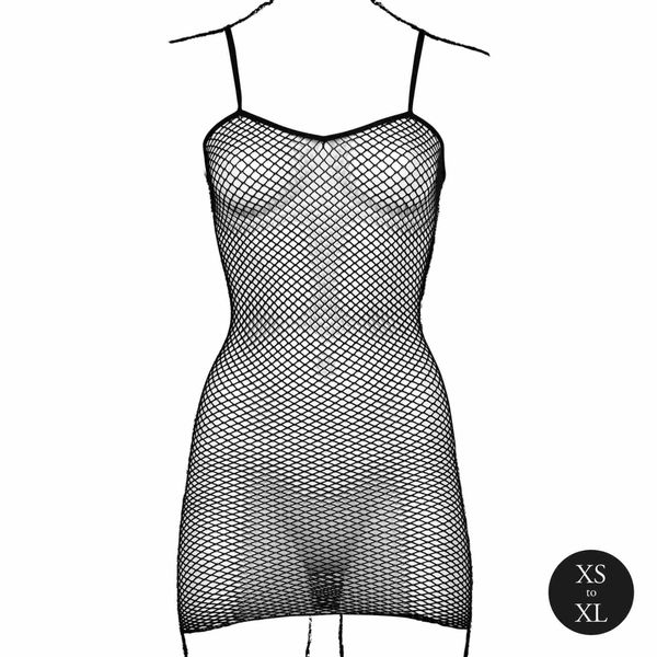 Short Dress With Fishnet Structure And Spaghetti Straps zdjęcie 10
