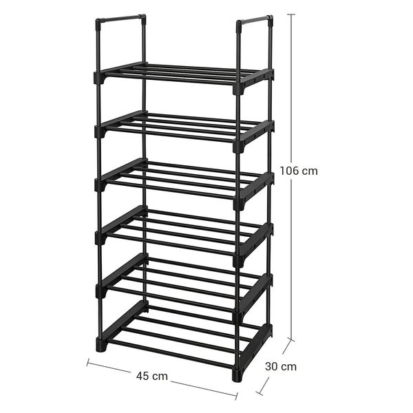 Regał na buty loftowy 6 półek 45x30x106 cm czarny stojak zdjęcie 7