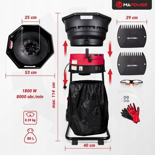 ROZDRABNIACZ DO LIŚCI MULCZER ROZDRABNIARKA ELEKTRYCZNY DUŻY ZBIORNIK na Arena.pl