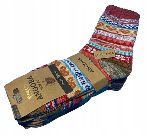 4x ZIMOWE CIEPŁE SKARPETY WEŁNIANE ANGORA PREZENT świąteczne POD CHOINKE na Arena.pl