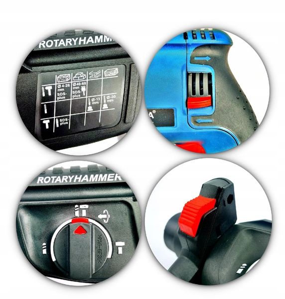 MŁOTOWIERTARKA 2800W SDS+ 2xGŁOWICA 16WIERTEŁ zdjęcie 13