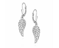 Eleganckie rodowane wiszące srebrne kolczyki celebrytka skrzydła skrzydełka wings cyrkonie srebro 925 Z1450D