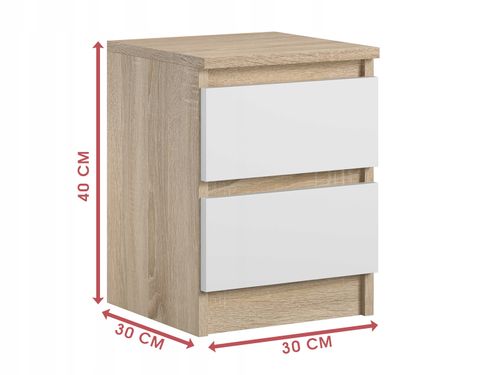 Szafka Nocna Do Sypialni 2 Szuflady Stolik Do Łóżka Pari 2 Sonoma Biały Mat na Arena.pl