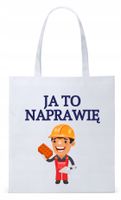 Dla Budowlańca Prezent Torba Eco Biała Shopper Z Nadrukiem Ze Zdjęciem
